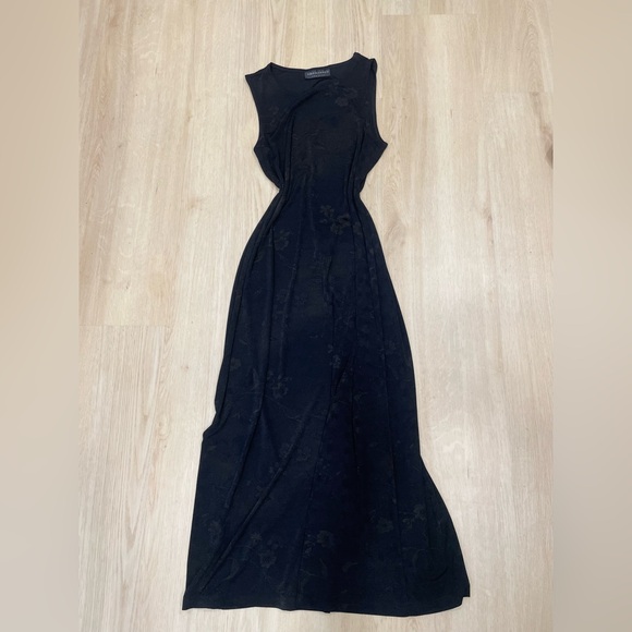 Vintage Y2K Connected Apparel black Chinoiserie print maxi dress size Medium - Picture 1 of 6